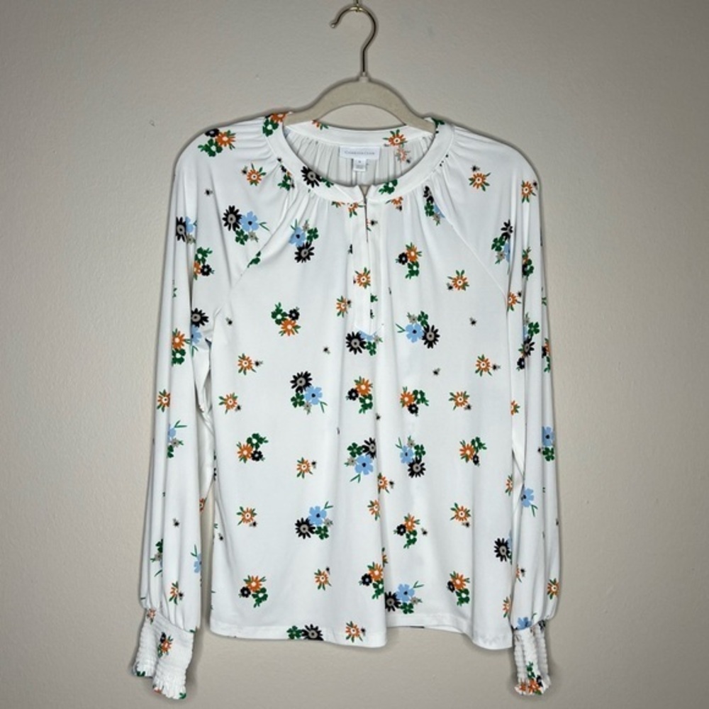 Charter Club Womens Size M Floral Print Long Sleeve Stretch‎ Liquid Knit